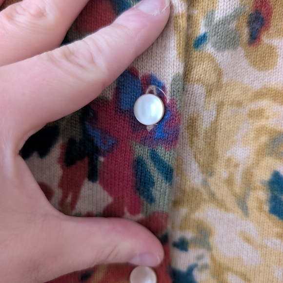 Talbots Pure Cashmere Cardigan Floral Petite Medium - Picture 4 of 8